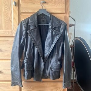 Banana Republic Black Leather Moto Jacket — Size Large